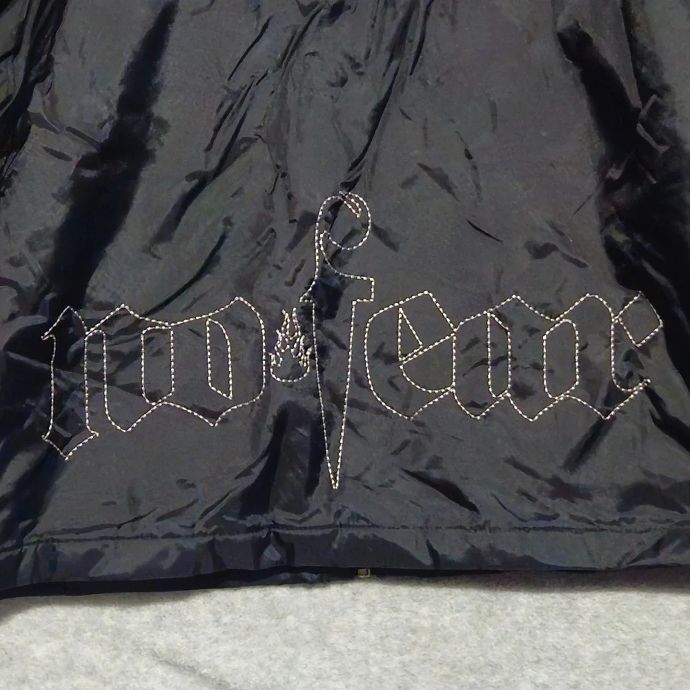 Vintage No Fear Y2K Flame Embroidered Full-Zip Skater Windbreaker Jacket Small